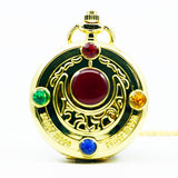 Fashion Golden Sailor Moon Theme Necklace Pendant Quartz Pocket Watch With Chain Girl's Gift