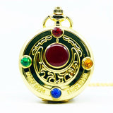 Fashion Golden Sailor Moon Theme Necklace Pendant Quartz Pocket Watch With Chain Girl's Gift