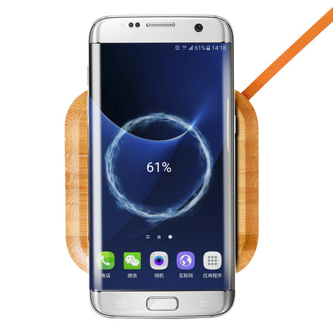Wireless Charger Bamboo Qi Charging Pad Cell Phone Charger