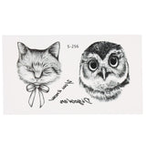 Fashion Waterproof Animal Tattoo Stickers Wolf Spider Owl Cat Horse Fawn Body Art Tattoo Pattern