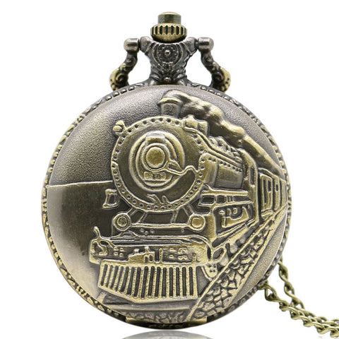 Antique Pocket Watch Train Front Locomotive Engine Quartz Pocket Watch for Men Necklace Pocket Watches Gift