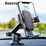 Baseus 2 in1 Qi Wireless Car Charger for iPhone X XS XR Samsung S9 Quick Wireless Charging Charger Car Mount Mobile Phone Holder