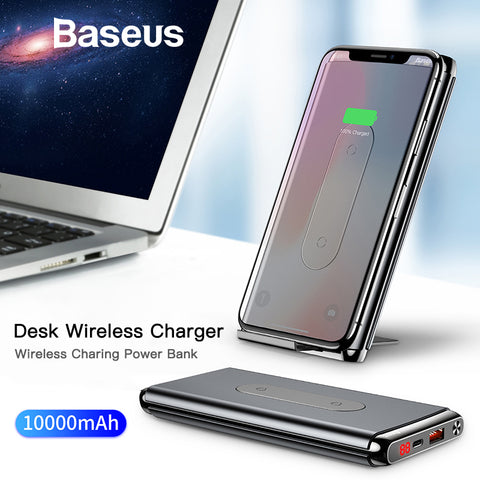 Baseus 10000mAh QI Wireless Charger Power Bank For iPhone Samsung PD + QC3.0 Fast Charging USB Powerbank External Battery Pack